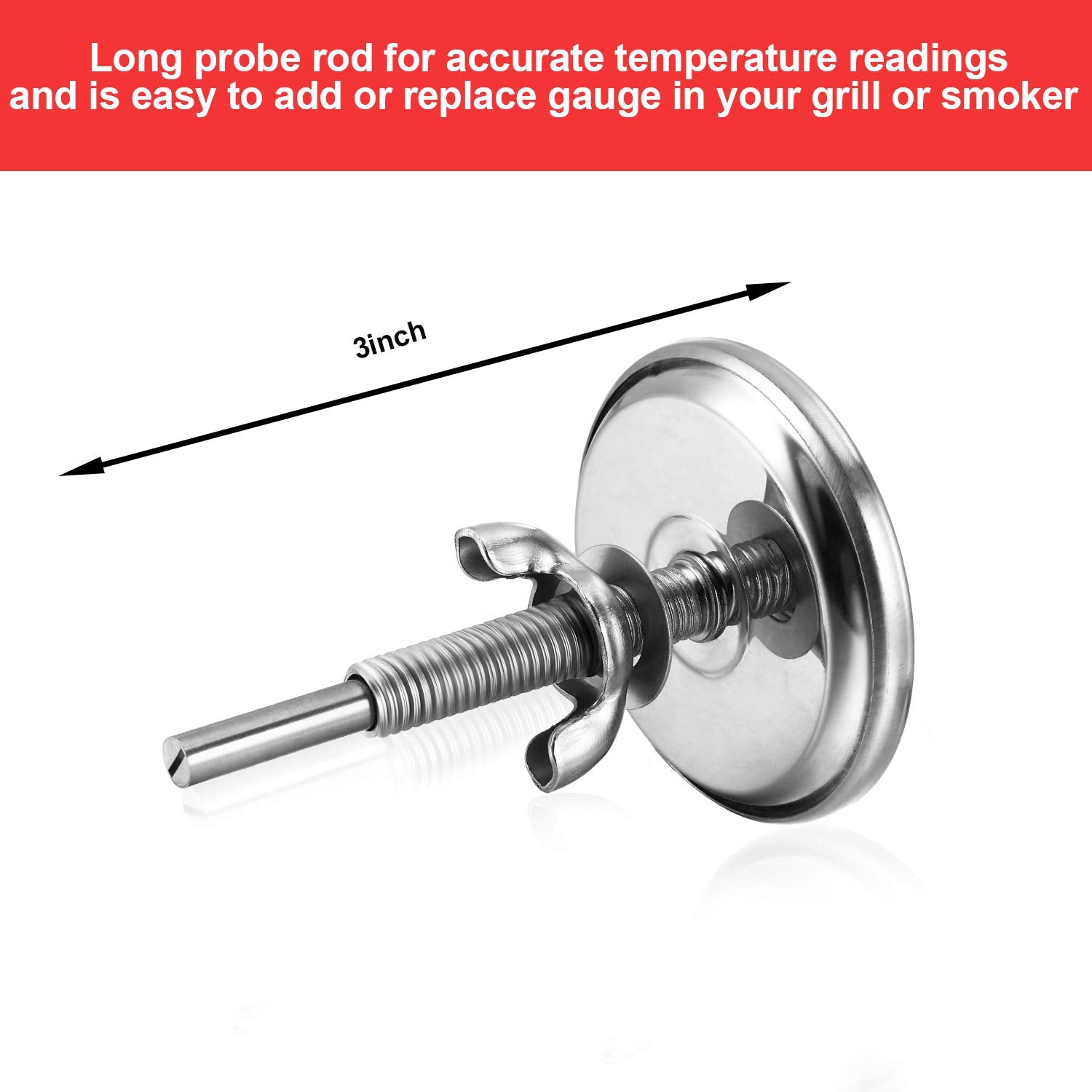 Frienda 3 Packs Charcoal Grill Temperature Gauge Thermometer Gauge Wood Barbecue Charcoal Grill Thermometer Heat Indicator for Lamb Beef Meat Cooking, 2-3/8 Inch Dial and 2-7/8 Inch Stem - CookCave
