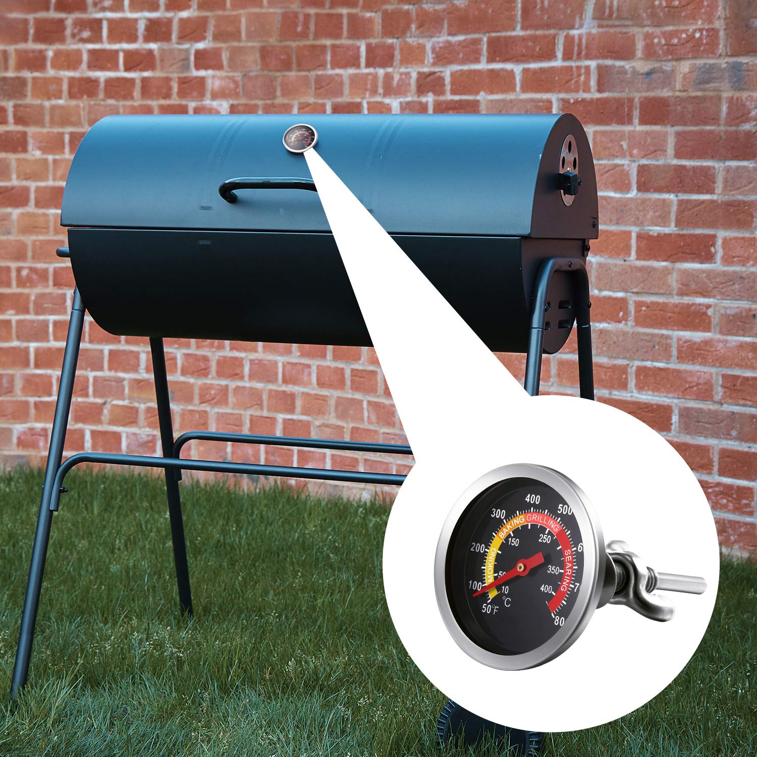 Frienda 3 Packs Charcoal Grill Temperature Gauge Thermometer Gauge Wood Barbecue Charcoal Grill Thermometer Heat Indicator for Lamb Beef Meat Cooking, 2-3/8 Inch Dial and 2-7/8 Inch Stem - CookCave