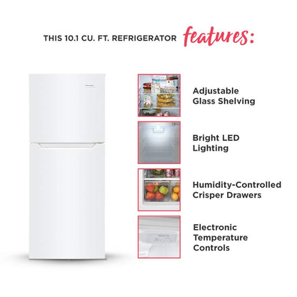 Frigidaire 10.1 Cu. Ft. Compact ADA Top Freezer Refrigerator in White with Electronic Control Panel, Reversible Door Swing, ENERGY STAR - CookCave