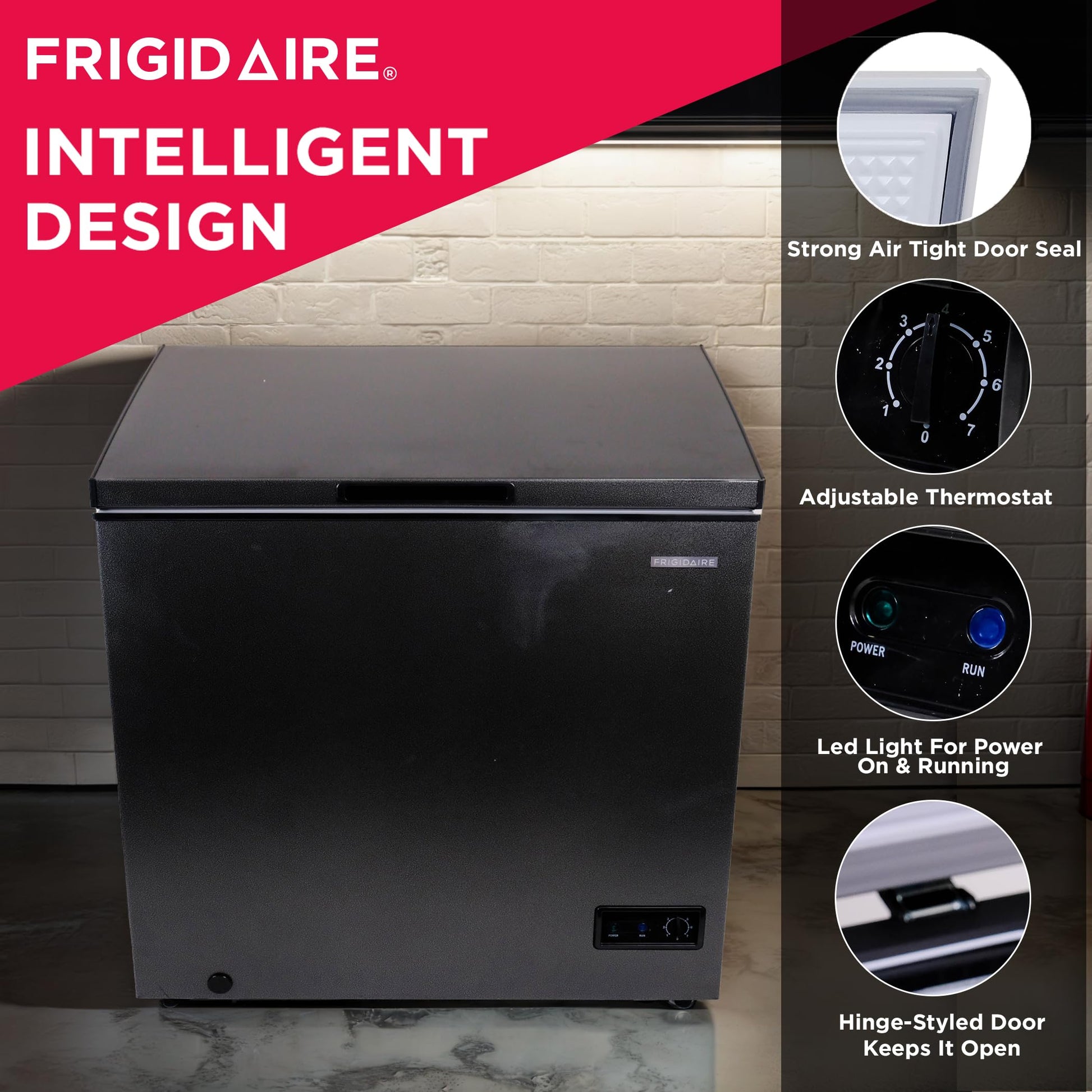 Frigidaire Chest Deep Freezer, 7 Cu. Ft. Capacity, Granita Rugged Design-Adjustable Thermostat-Removable Vinyl Coated Wire Basket-Easy Defrost Drain - CookCave