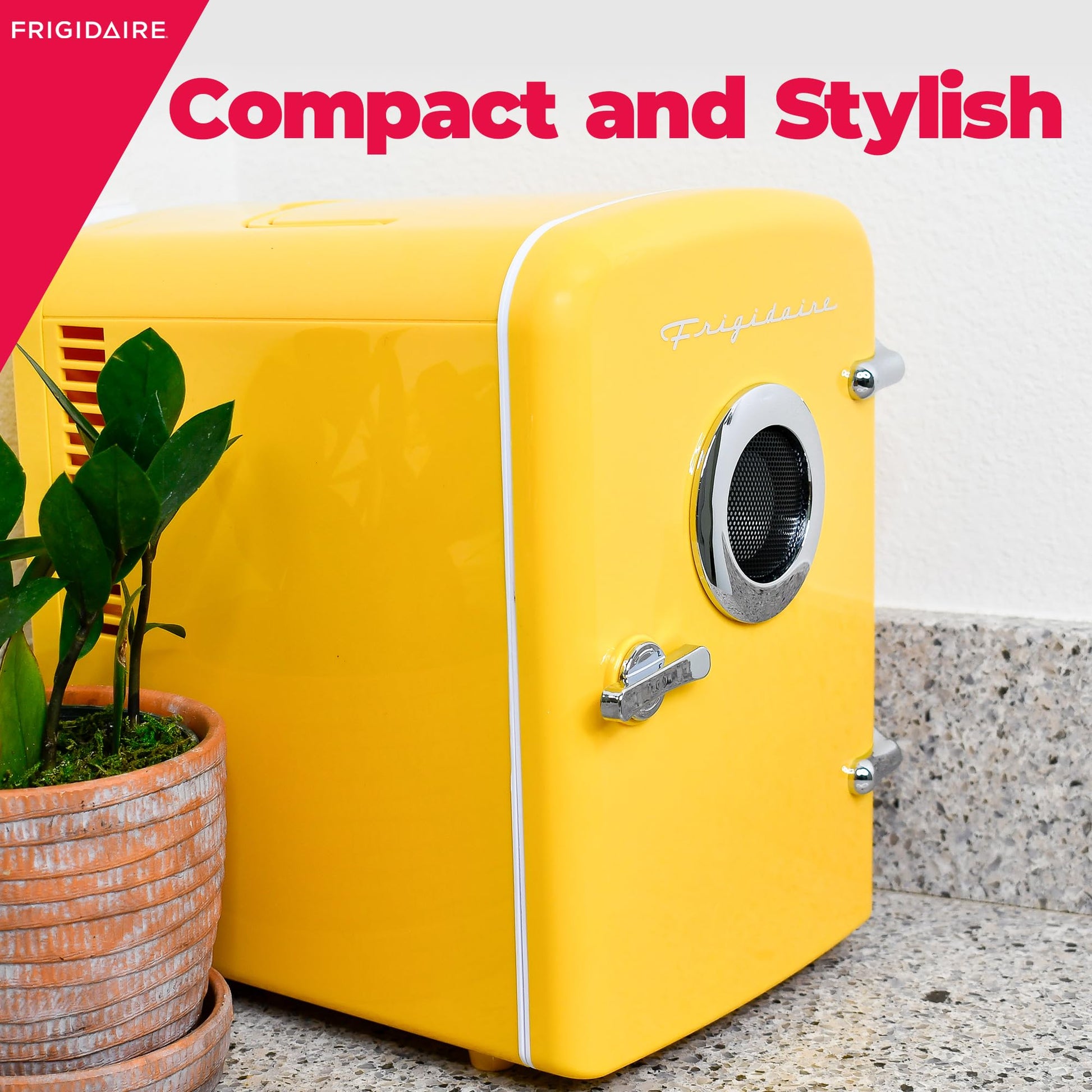 Frigidaire Curtis EFMIS151 Mini Portable Compact Personal Cooler Fridge, 4 Liter Capacity, 6 Cans, Makeup, Skincare, Freon-Free & Eco Friendly, Includes Home Plug & 12V Car Charger, Yellow - CookCave
