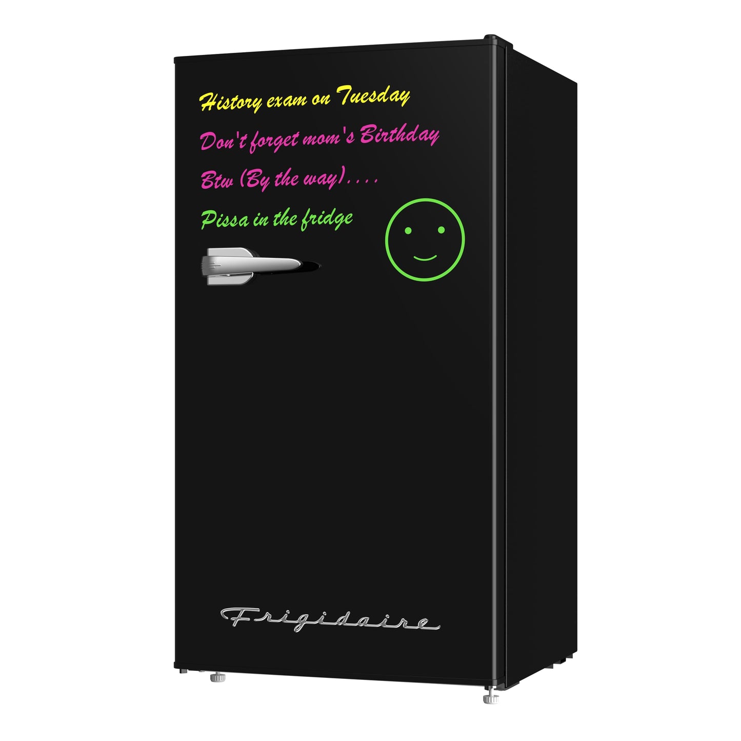 Frigidaire EFR331 Single Door Compact Refrigerator - Adjustable Thermostat Control - Reversible Doors - Front Blackboard, Write and Erase - Ideal for Dorm, Office, RV, Room - Black, 3.2 Cubic Feet - CookCave