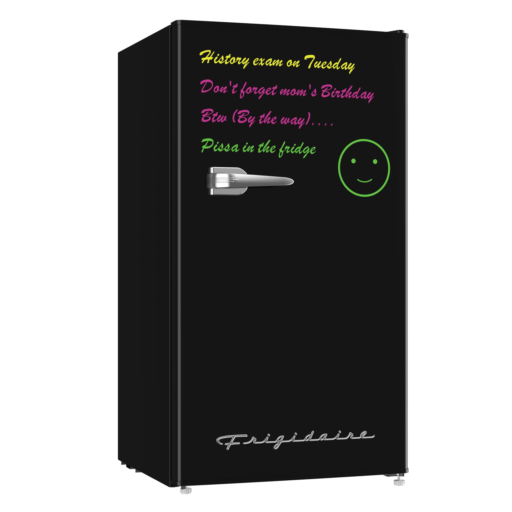 Frigidaire EFR331 Single Door Compact Refrigerator - Adjustable Thermostat Control - Reversible Doors - Front Blackboard, Write and Erase - Ideal for Dorm, Office, RV, Room - Black, 3.2 Cubic Feet - CookCave