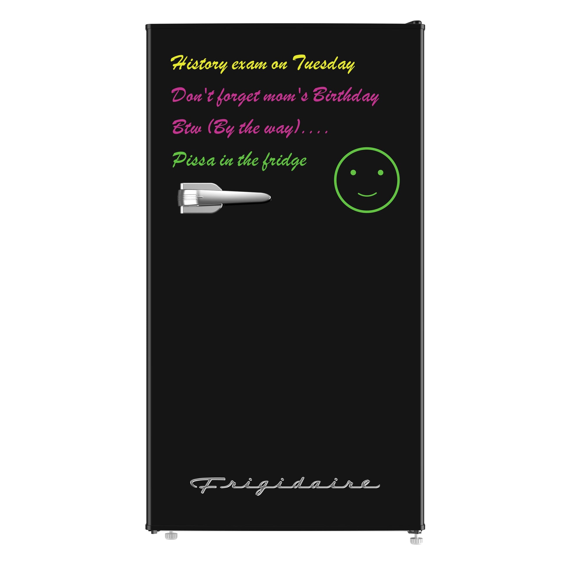 Frigidaire EFR331 Single Door Compact Refrigerator - Adjustable Thermostat Control - Reversible Doors - Front Blackboard, Write and Erase - Ideal for Dorm, Office, RV, Room - Black, 3.2 Cubic Feet - CookCave