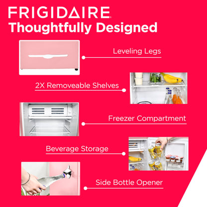 Frigidaire EFR376 Retro Bar Fridge Refrigerator with Side Bottle Opener, 3.2 cu. Ft, Pink/Coral - CookCave