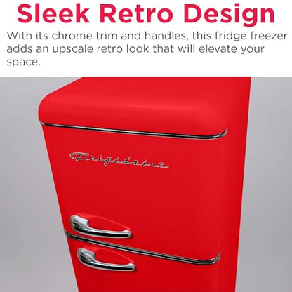 Frigidaire EFR756, 2 Door Apartment Size RETRO Refrigerator with Top Freezer, Chrome Handles, 7.5 cu ft - CookCave