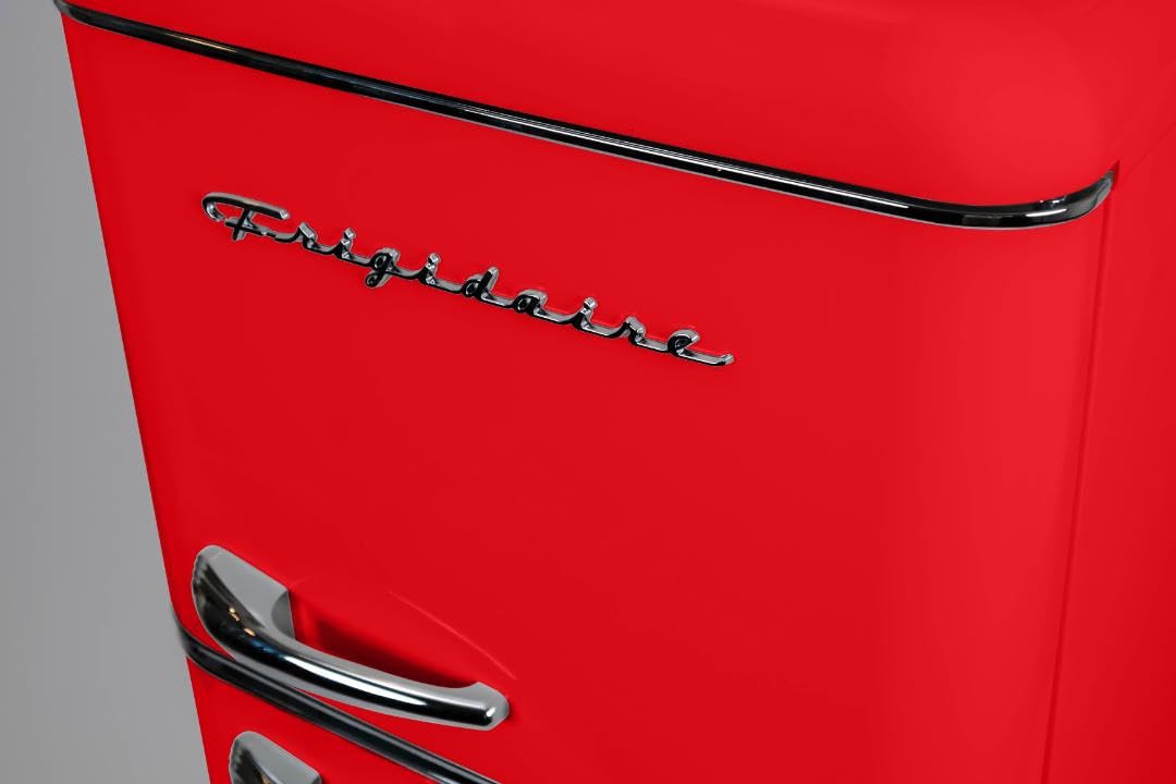 Frigidaire EFR756, 2 Door Apartment Size RETRO Refrigerator with Top Freezer, Chrome Handles, 7.5 cu ft - CookCave