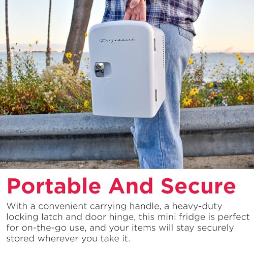 Frigidaire Mini Portable Compact Personal Fridge Cooler, 4 Liter Capacity Chills Six 12 oz Cans, 100% Freon-Free & Eco Friendly, Includes Plugs for Home Outlet & 12V Car Charger - White - CookCave