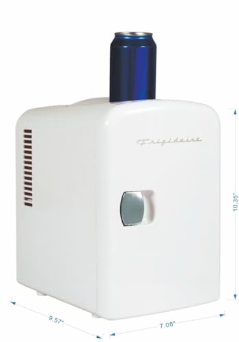 Frigidaire Mini Portable Compact Personal Fridge Cooler, 4 Liter Capacity Chills Six 12 oz Cans, 100% Freon-Free & Eco Friendly, Includes Plugs for Home Outlet & 12V Car Charger - White - CookCave