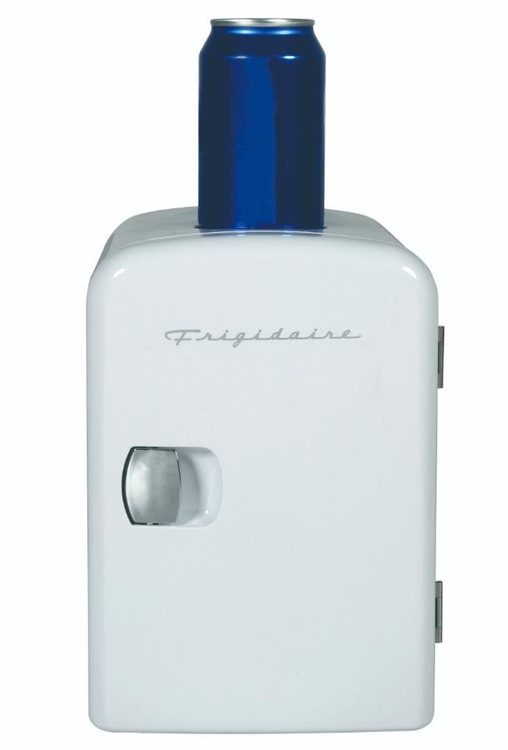 Frigidaire Mini Portable Compact Personal Fridge Cooler, 4 Liter Capacity Chills Six 12 oz Cans, 100% Freon-Free & Eco Friendly, Includes Plugs for Home Outlet & 12V Car Charger - White - CookCave
