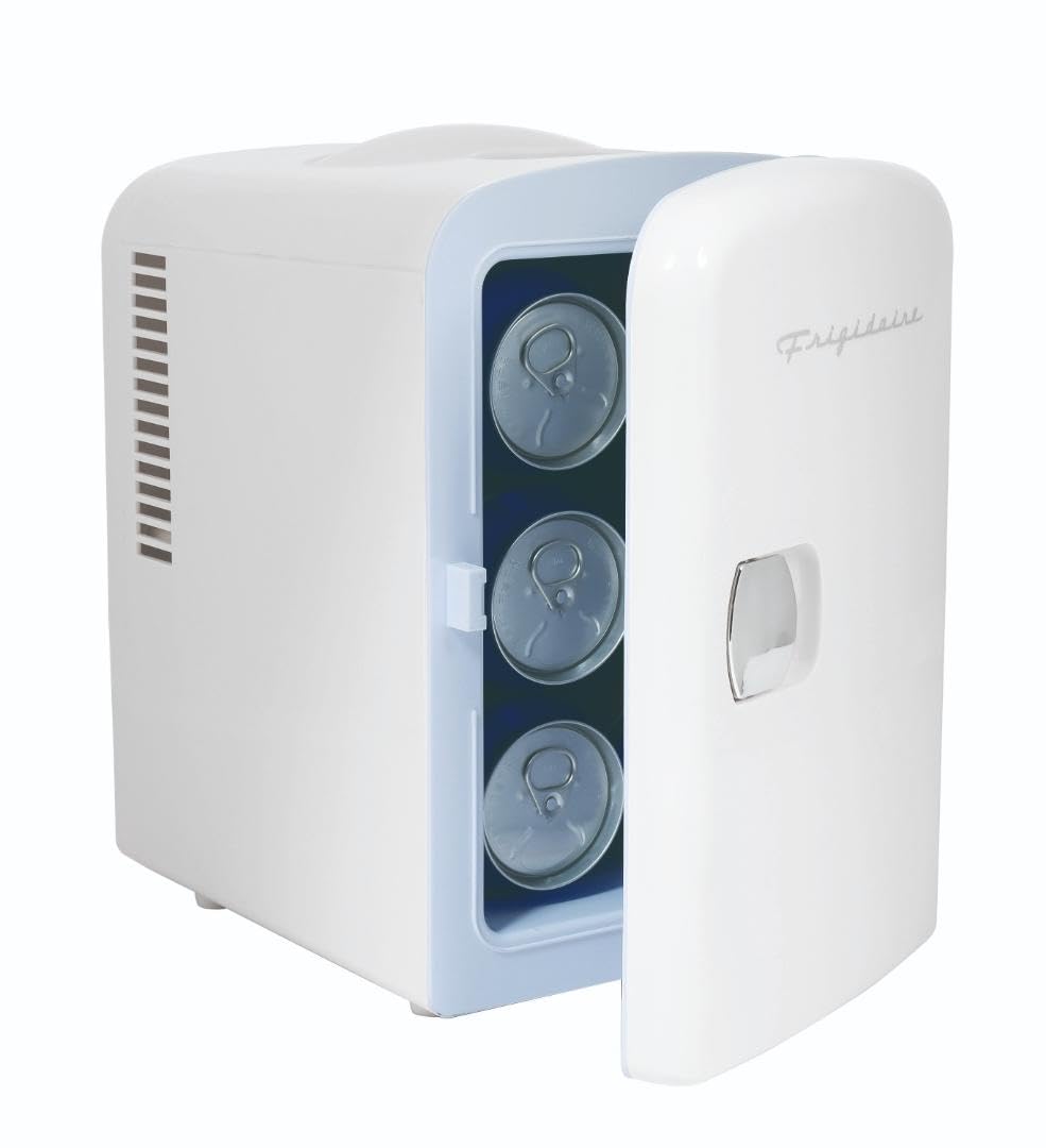 Frigidaire Mini Portable Compact Personal Fridge Cooler, 4 Liter Capacity Chills Six 12 oz Cans, 100% Freon-Free & Eco Friendly, Includes Plugs for Home Outlet & 12V Car Charger - White - CookCave