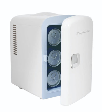 Frigidaire Mini Portable Compact Personal Fridge Cooler, 4 Liter Capacity Chills Six 12 oz Cans, 100% Freon-Free & Eco Friendly, Includes Plugs for Home Outlet & 12V Car Charger - White - CookCave