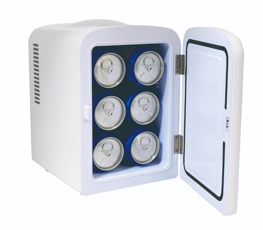 Frigidaire Mini Portable Compact Personal Fridge Cooler, 4 Liter Capacity Chills Six 12 oz Cans, 100% Freon-Free & Eco Friendly, Includes Plugs for Home Outlet & 12V Car Charger - White - CookCave