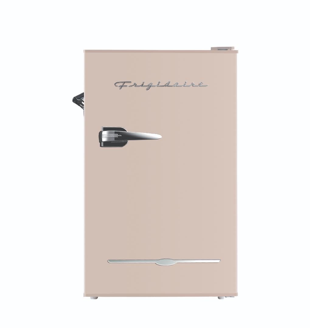 Frigidaire Retro Compact Fridge with Chiller, 3.2 cu ft Countertop Fridge with Built-In Bottle Opener, Compact Refrigerator for Office, Bedroom, Dorm Room or Cabin - 16.5" D x 19" W x 31" H (Coral) - CookCave