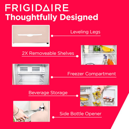 Frigidaire Retro Compact Fridge with Chiller, 3.2 cu ft Countertop Fridge with Built-In Bottle Opener, Compact Refrigerator for Office, Bedroom, Dorm Room or Cabin - 16.5" D x 19" W x 31" H (Coral) - CookCave