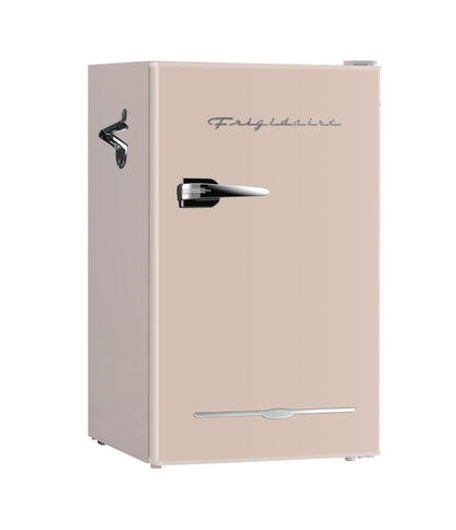 Frigidaire Retro Compact Fridge with Chiller, 3.2 cu ft Countertop Fridge with Built-In Bottle Opener, Compact Refrigerator for Office, Bedroom, Dorm Room or Cabin - 16.5" D x 19" W x 31" H (Coral) - CookCave