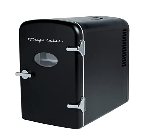 Frigidaire Retro Mini Personal Fridge Cooler, Holds up to 9 Cans, Portable & Compact, AC Plug & 12V Car Charger – Black - CookCave