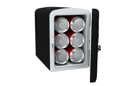 Frigidaire Retro Mini Personal Fridge Cooler, Holds up to 9 Cans, Portable & Compact, AC Plug & 12V Car Charger – Black - CookCave