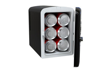 Frigidaire Retro Mini Personal Fridge Cooler, Holds up to 9 Cans, Portable & Compact, AC Plug & 12V Car Charger – Black - CookCave