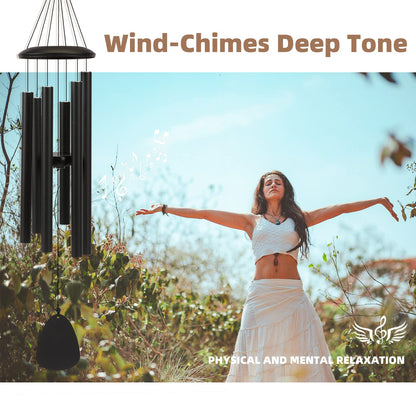 FSVGYY Wind-Chimes-Outdoor-Large-Decor, Deep Tone Soothing Melodic Tones Windchimes, Wind Chimes for Outside, Memorial Wind Chime Best Gift for Mom Women Grandma Neighbors（32" Black） - CookCave