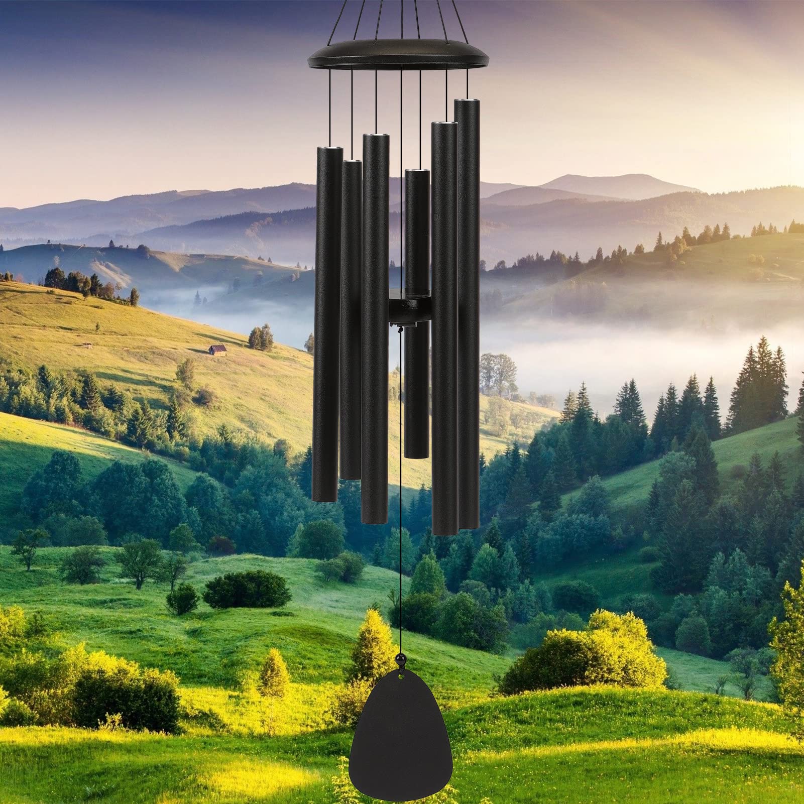FSVGYY Wind-Chimes-Outdoor-Large-Decor, Deep Tone Soothing Melodic Tones Windchimes, Wind Chimes for Outside, Memorial Wind Chime Best Gift for Mom Women Grandma Neighbors（32" Black） - CookCave