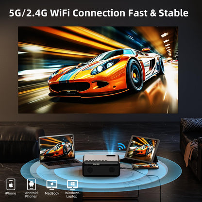 FUDONI Projector with WiFi and Bluetooth 4K Supported, Upgraded Outdoor Movie Projectors Native 1080P FHD 12000L, Video Proyector for Home Theater, Compatible w/HDMI/USB/iOS/Android/Windows/TV Stick - CookCave