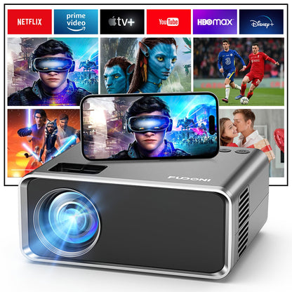 FUDONI Projector with WiFi and Bluetooth 4K Supported, Upgraded Outdoor Movie Projectors Native 1080P FHD 12000L, Video Proyector for Home Theater, Compatible w/HDMI/USB/iOS/Android/Windows/TV Stick - CookCave