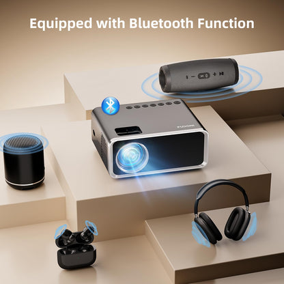 FUDONI Projector with WiFi and Bluetooth 4K Supported, Upgraded Outdoor Movie Projectors Native 1080P FHD 12000L, Video Proyector for Home Theater, Compatible w/HDMI/USB/iOS/Android/Windows/TV Stick - CookCave