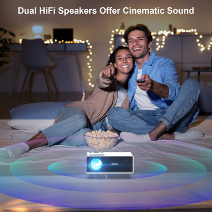 FUDONI Projector with WiFi and Bluetooth, Outdoor Portable 4K Support Projector 18000L HD 1080P Max 300" Display Zoom, Movie Video Home Theater Projector Compatible w/HDMI/USB/Phone/Laptop/TV Stick - CookCave