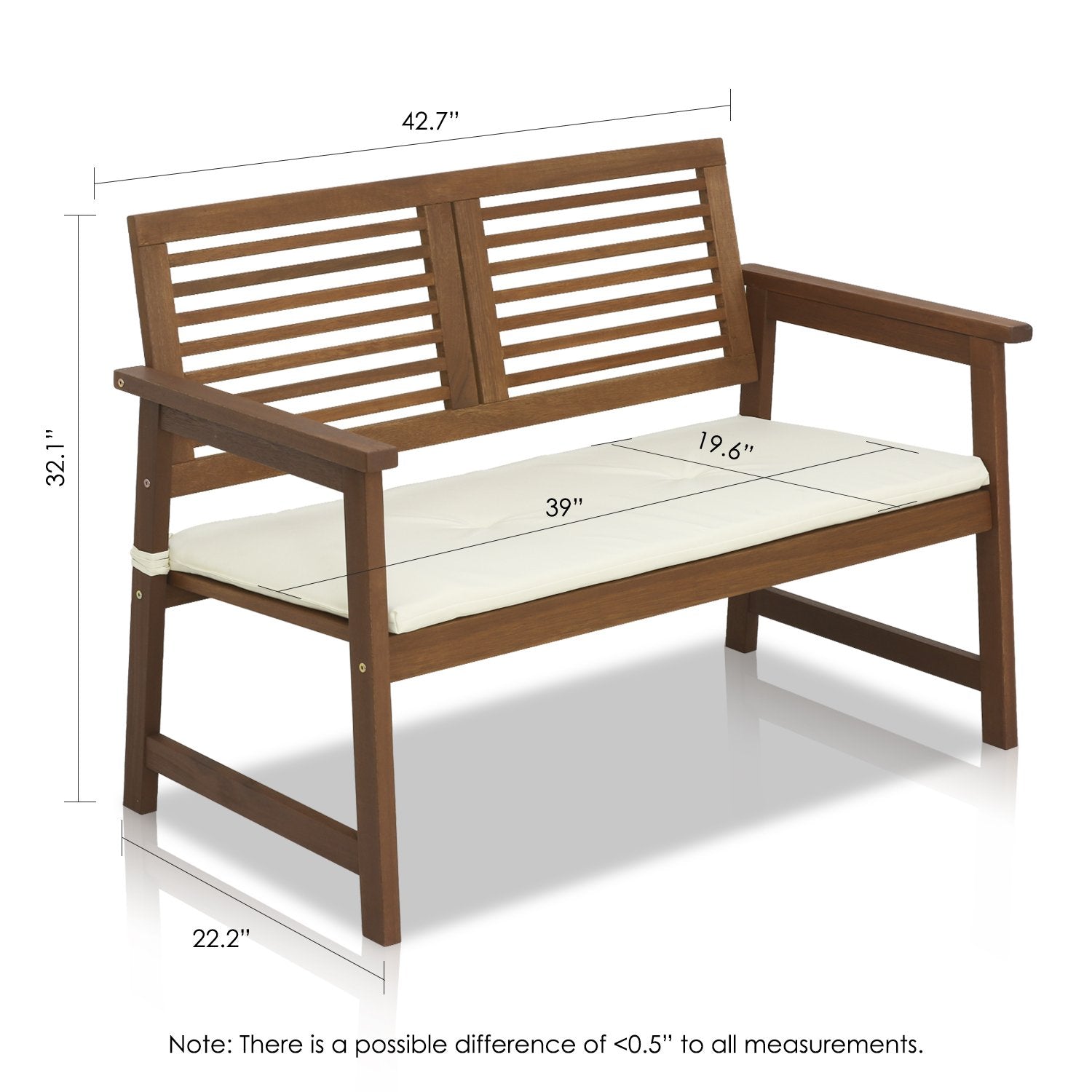 Furinno FG161167 Tioman Hardwood Outdoor Bench in Teak Oil, Natural - CookCave
