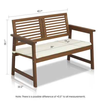 Furinno FG161167 Tioman Hardwood Outdoor Bench in Teak Oil, Natural - CookCave