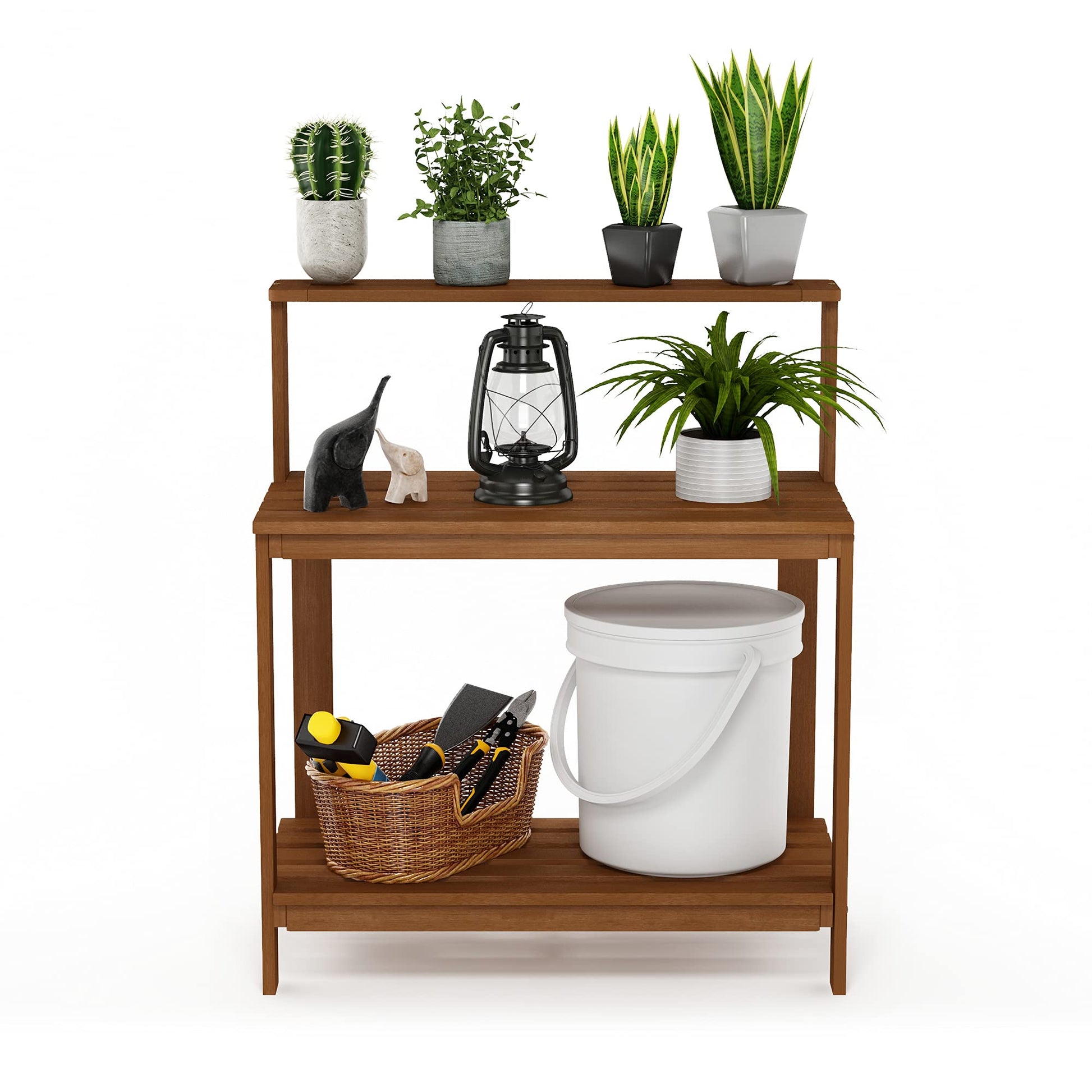 Furinno FG17478 Tioman Outdoor Patio Furniture Hardwood Potting Bench, Natural - CookCave