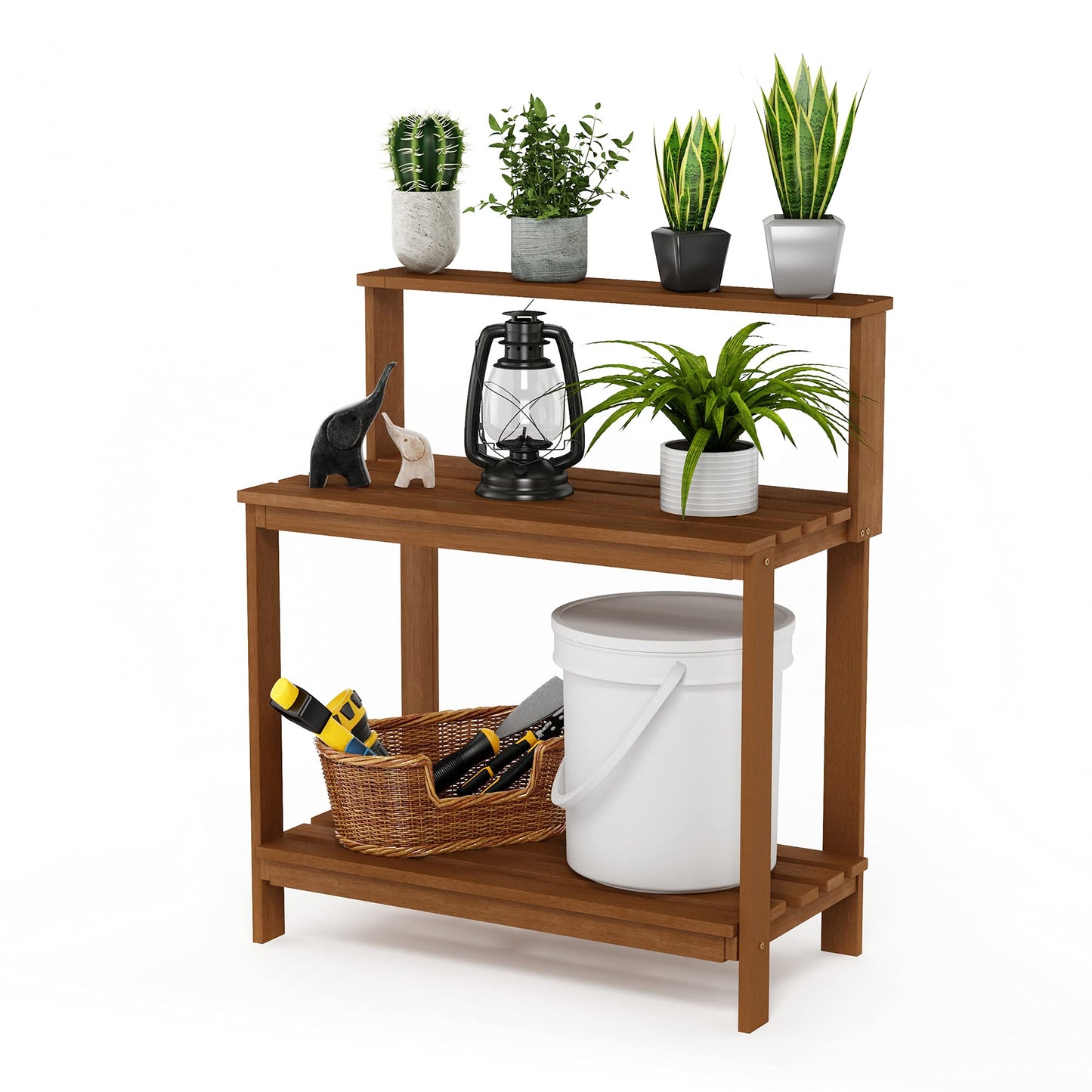 Furinno FG17478 Tioman Outdoor Patio Furniture Hardwood Potting Bench, Natural - CookCave