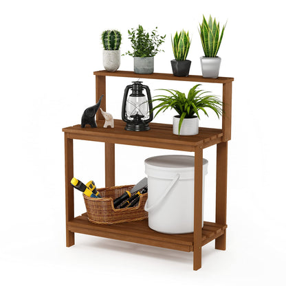 Furinno FG17478 Tioman Outdoor Patio Furniture Hardwood Potting Bench, Natural - CookCave