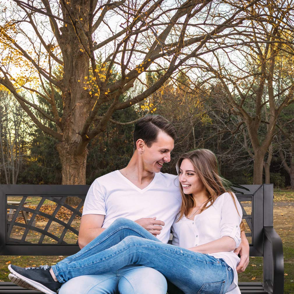 Garden Bench Bench Park Outdoor Bench for Patio Metal Bench Park Bench with Plastic Backrest Armrests Sturdy Steel Frame Furniture for Yard Porch Work Entryway, Black - CookCave