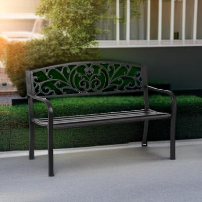 Garden Bench Outdoor Bench Patio Bench for Outdoors Metal Porch Clearance Work Entryway Steel Frame Furniture for Yard - CookCave