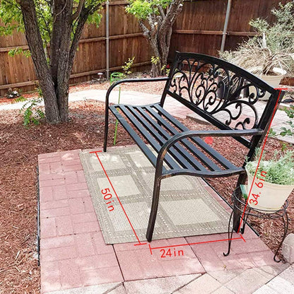 Garden Bench Outdoor Bench Patio Bench for Outdoors Metal Porch Clearance Work Entryway Steel Frame Furniture for Yard - CookCave