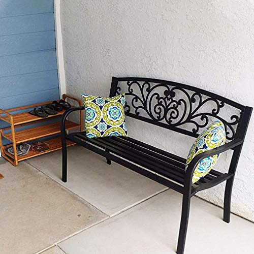 Garden Bench Outdoor Bench Patio Bench for Outdoors Metal Porch Clearance Work Entryway Steel Frame Furniture for Yard - CookCave
