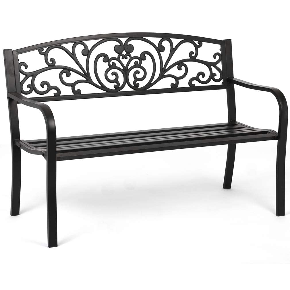 Garden Bench Outdoor Bench Patio Bench for Outdoors Metal Porch Clearance Work Entryway Steel Frame Furniture for Yard - CookCave