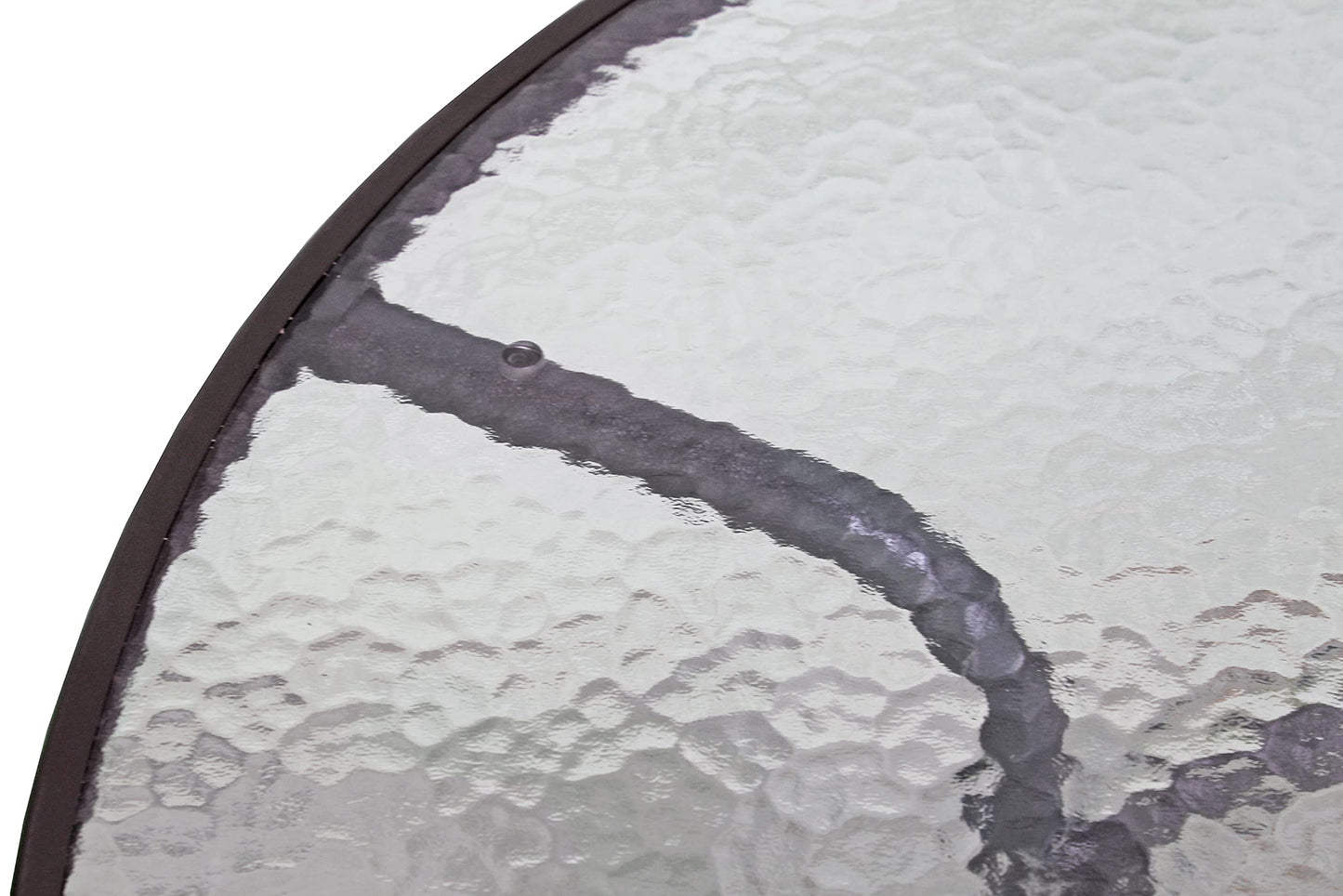 Garden Elements Outdoor Patio Furniture, Round Dining Table, Steel Base and Rim with Waterwave Glass Top, Brown, 40" - CookCave