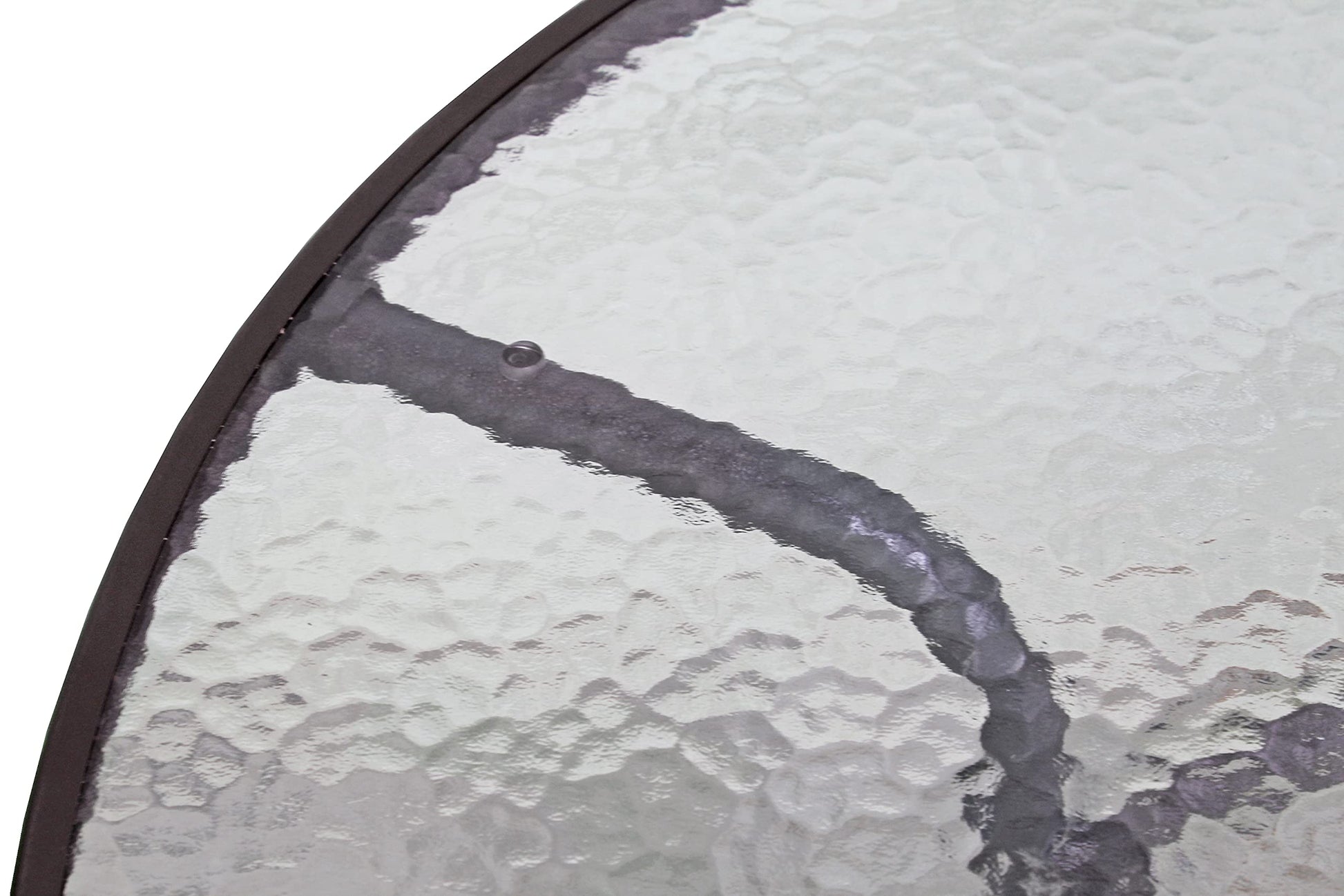 Garden Elements Outdoor Patio Furniture, Round Dining Table, Steel Base and Rim with Waterwave Glass Top, Brown, 40" - CookCave