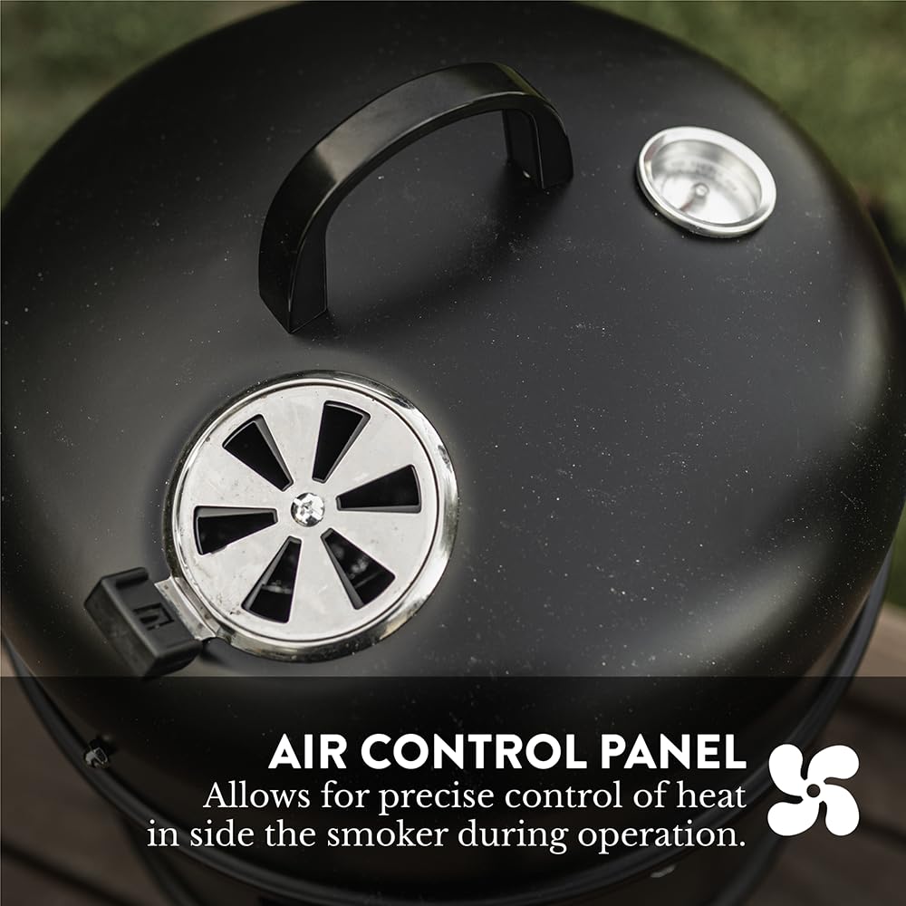 GasOne CSM-18 Vertical Smoker – 18 Inch Heavy Duty Charcoal Smoker – Multipurpose Charcoal BBQ Grill Smoker for Outdoor – Easy Assembly, 1 Access Door Grill with Smoker - CookCave