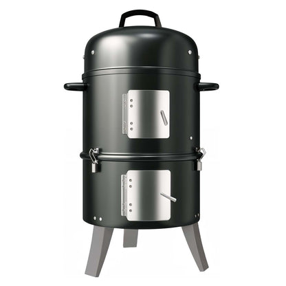 GasOne Vertical Smoker with Thermometer – 16 Inch Heavy Duty Charcoal Smoker – Multipurpose Charcoal BBQ Grill Smoker for Outdoor, Camping – Easy Assembly, 2 Access Doors Grill with Smoker - CookCave