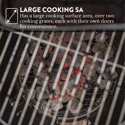 GasOne Vertical Smoker with Thermometer – 16 Inch Heavy Duty Charcoal Smoker – Multipurpose Charcoal BBQ Grill Smoker for Outdoor, Camping – Easy Assembly, 2 Access Doors Grill with Smoker - CookCave