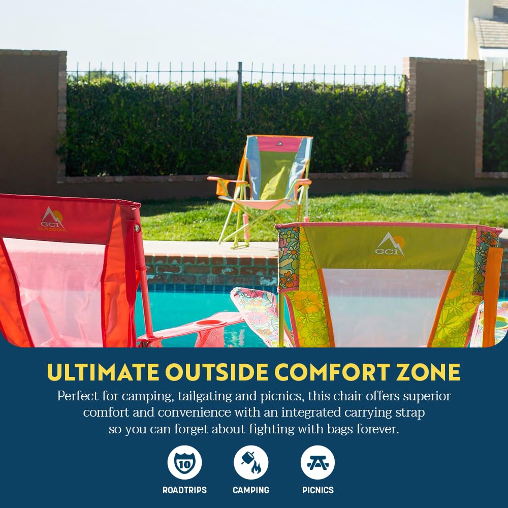 GCI Outdoor Comfort Pro Rocker Camping Chair | Portable Folding Rocking Chair with Durable Armrests & Drink Holder — Sweet Tea - CookCave