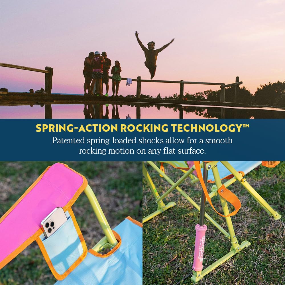 GCI Outdoor Comfort Pro Rocker Camping Chair | Portable Folding Rocking Chair with Durable Armrests & Drink Holder — Sweet Tea - CookCave