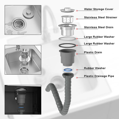 GDLF Outdoor Grill Table with Sink,Metal Grill Cart, Outdoor Kitchen Island with Stainless Steel Sink,L57*W21.65 - CookCave