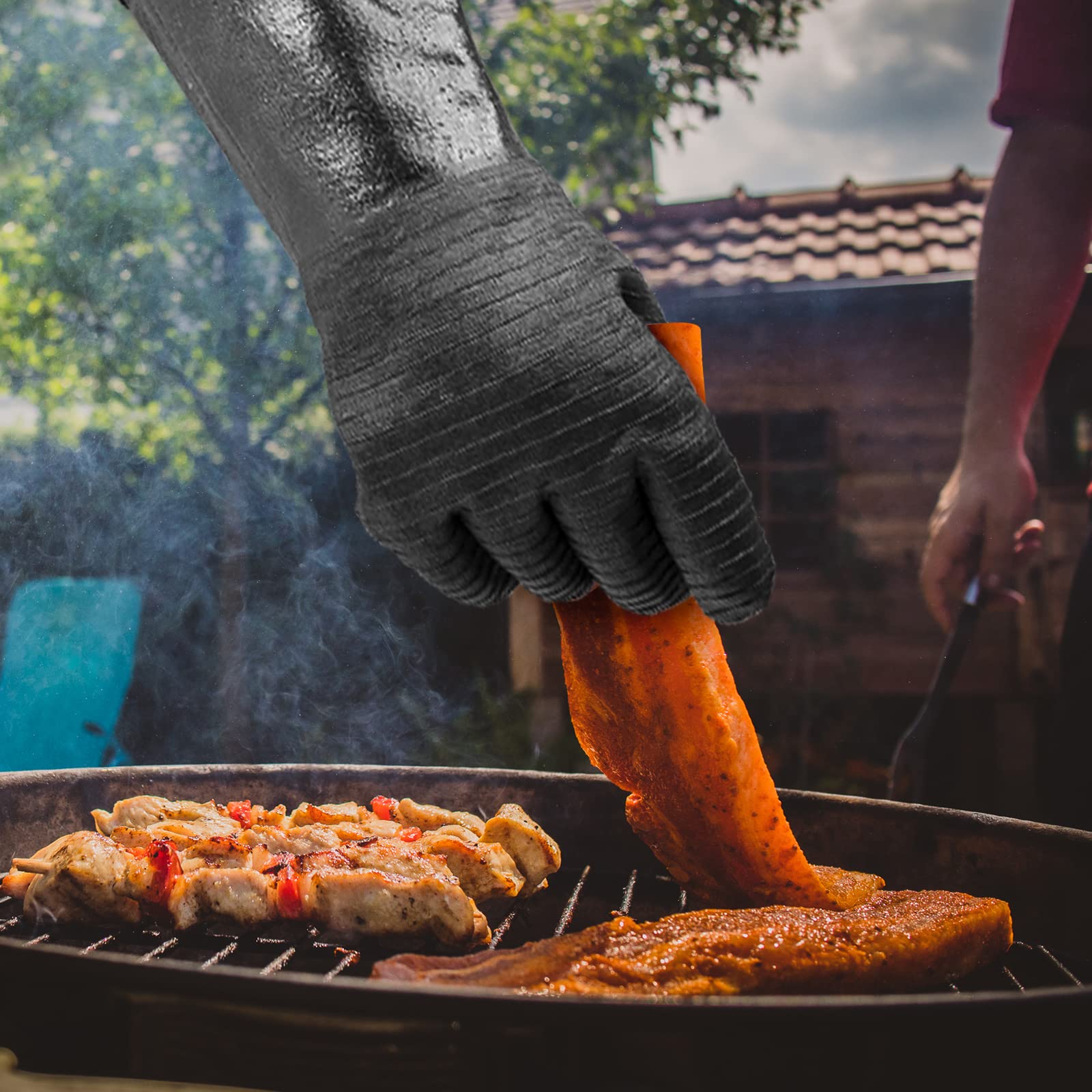 GEEKHOM 18-Inch Heat Resistant Gloves 932°F for BBQ Grilling, Waterproof Long Sleeve Anti-Slip Cooking Gloves – Textured Grip Protection - CookCave