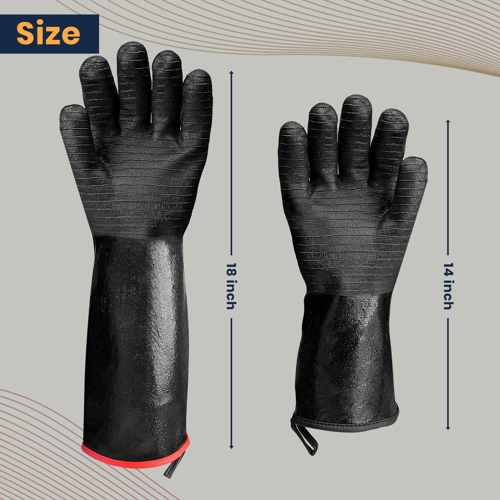 GEEKHOM 18-Inch Heat Resistant Gloves 932°F for BBQ Grilling, Waterproof Long Sleeve Anti-Slip Cooking Gloves – Textured Grip Protection - CookCave