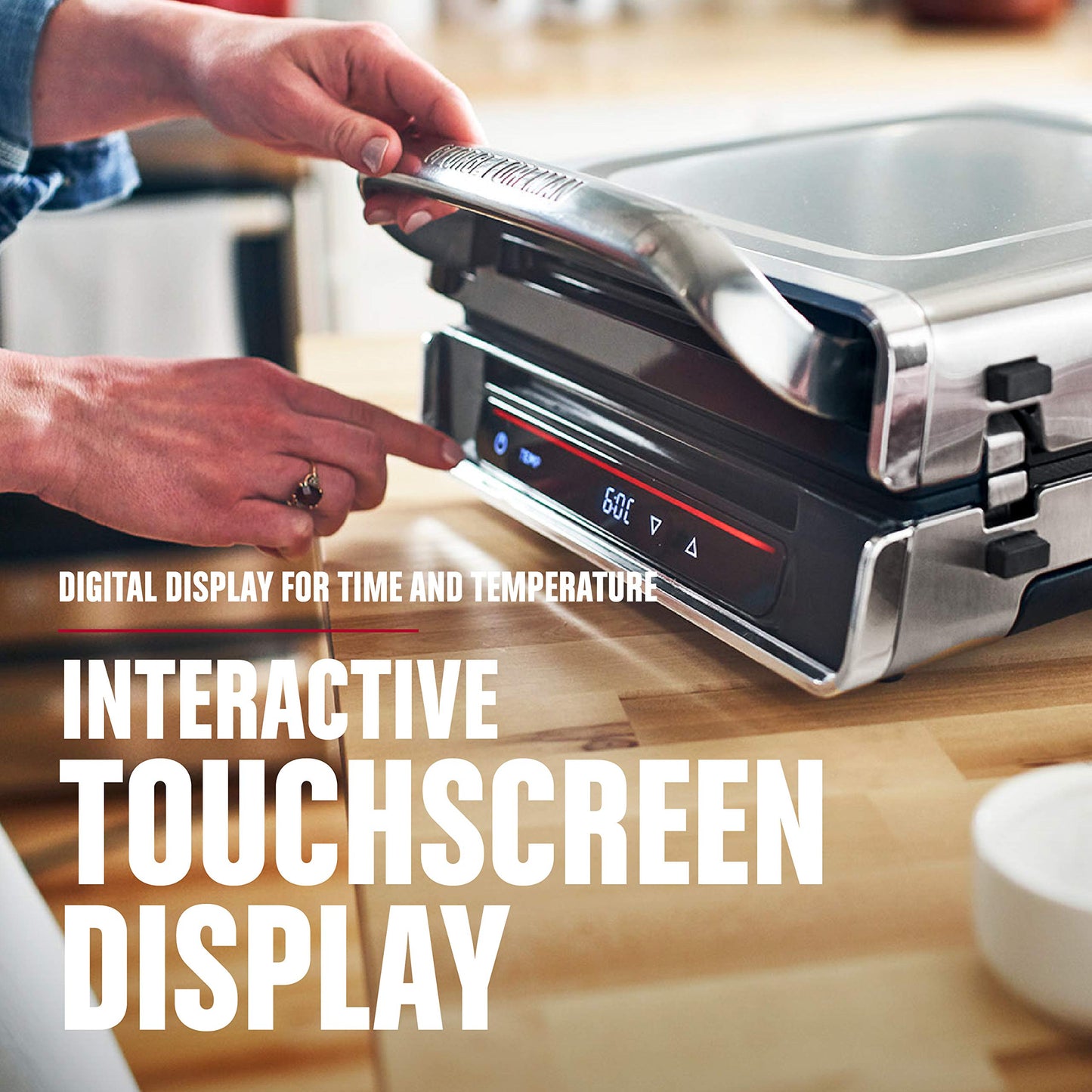 George Foreman Family Size (4-6 Servings), GRD6090B Smokeless-Digital Smart Select, Stainless Steel - CookCave